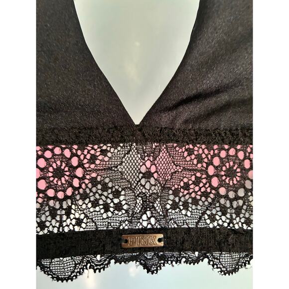Victoria's Secret PINK Bra Pushup Front Closure Black Lace 32B - Picture 5 of 8